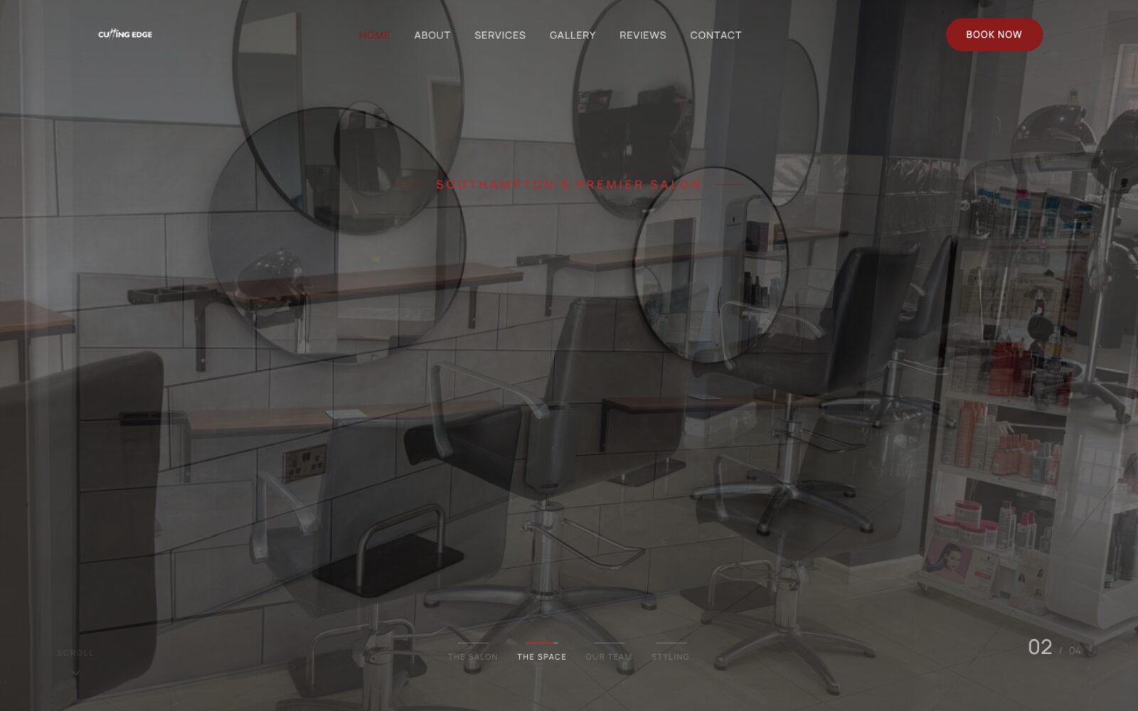 The rebuilt Cutting Edge Hair Salon home page, with the Book Now button and the appointment call to action in the first screen