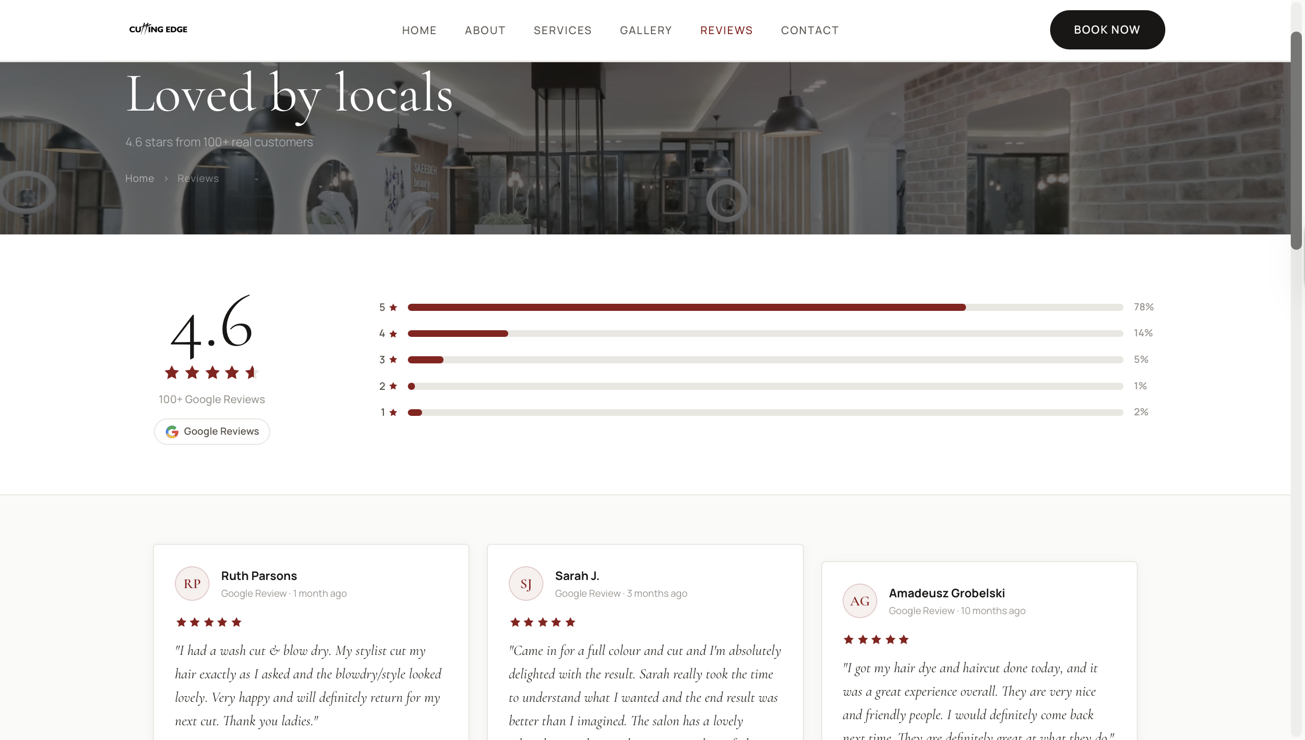 Cutting Edge Hair Salon website